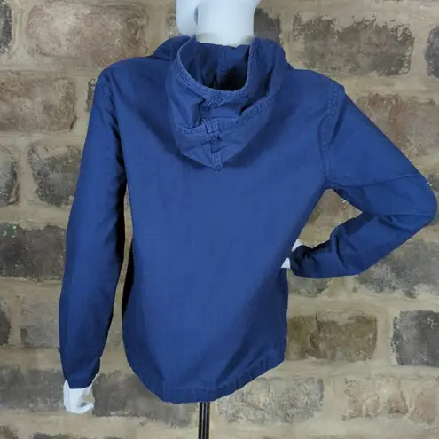 Coldwater Creek Shirt Blue Woman's XS 3/4 Snap Hooded Pull Over Coastal