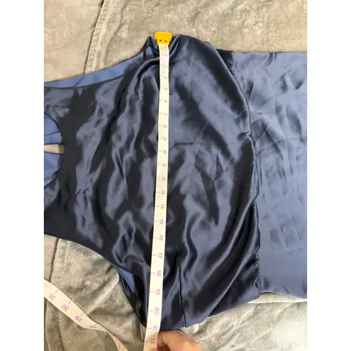 NWT Dessy Collection Size 18 R1 Midnight Navy Blue Keyhole Back Dress Gown FLAW