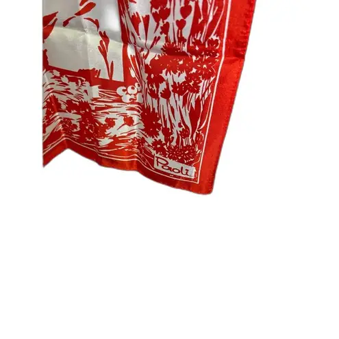 Giancarlo Paoli Vintage Floral Scarf 100% Acetate Red