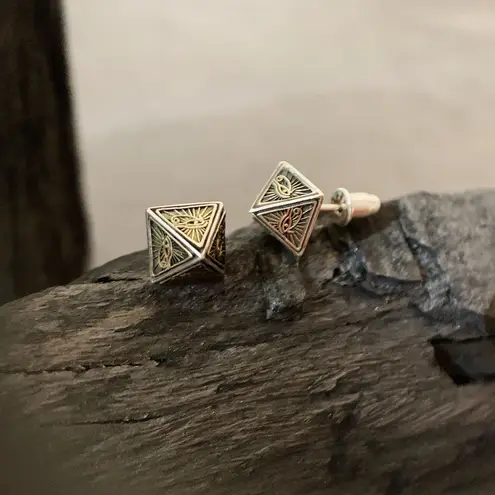 925 Silver Plated Eye of God Stud Earrings for Men Women,Punk Hip Hop Earrings