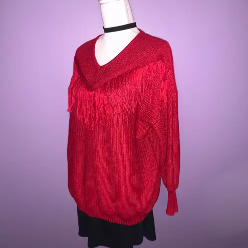 Crazy Train Red Fringe Sweater