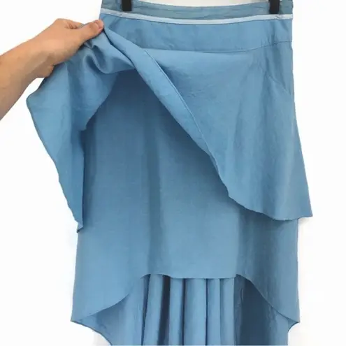 Balenciaga Linen Handkerchief High-Low Linen Skirt Light Blue 40 *Authentic