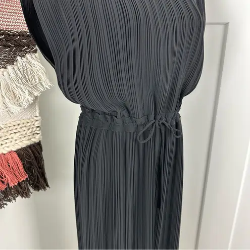 Club Monaco Woven Pleated Maxi Dress Robe Sleeveless Black Size 4 NWT