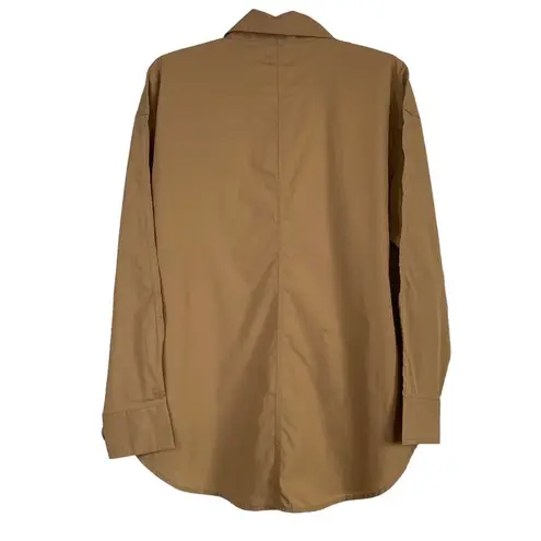 DSG women’s BF woven collared button down long sleeve shirt large sahara sand Tan