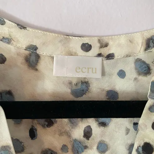 Ecru Gray Animal Print Button Down Silk Blend Blouse Shirt Women's size Medium - Image 2