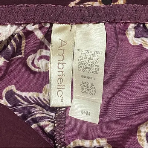 Ambrielle Maxi Nightgown Adjustable Straps Molded Cups Lace Accent Detail Purple Size M