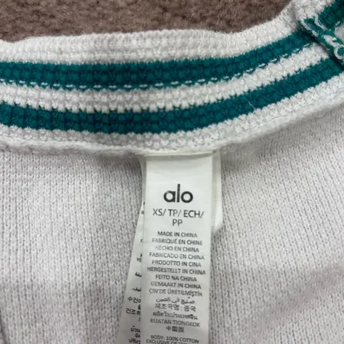 Alo Yoga  Tennis Club Knit Cardigan Sweater Spruce Green XS