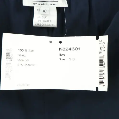 St. John NWT Evening Chiffon Silk Layered Wide Leg Navy Dress Pants 10