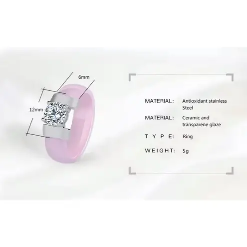 Boutique NEW Women’s 1Ct‎ Simulated Diamond Ceramic Ring White & Silver Size 7