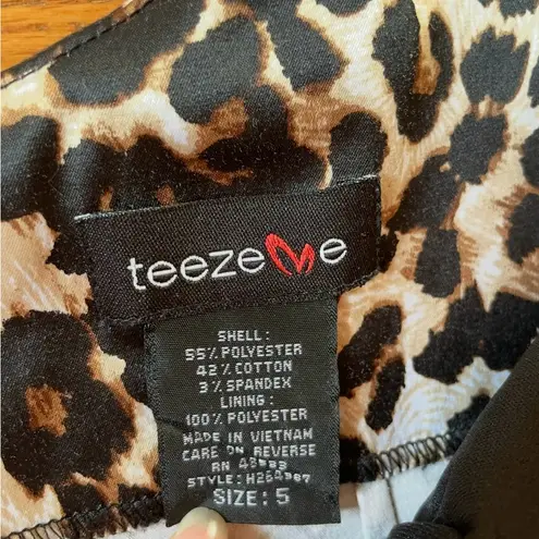 Teeze Me Leopard Print Satin Party Dress Black Skirt Y2K Style Size 5