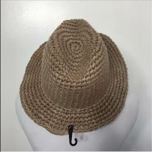 D&Y crocheted Panama brim boho hat in taupe