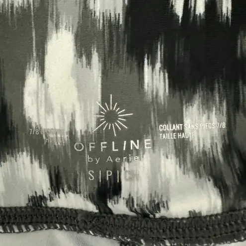 OFFLINE AERIE Real Me High Rise Crossover 7/8 Leggings Silver Shadow NWT Small Black