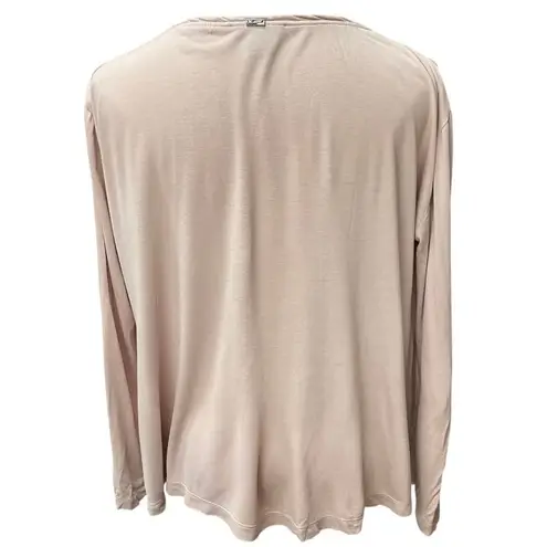 St. John Women's Jersey Knit Rhinestone Embellished Long Sleeve Shirt Pink Sz S