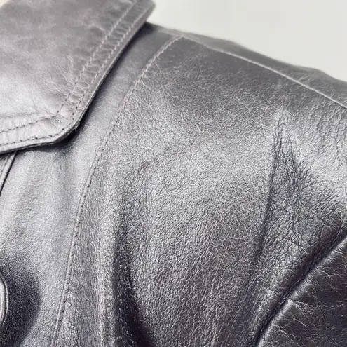 Vintage Y2k Metallic Leather Blazer Jacket Collared Silver Purple Lilac 1X 16W