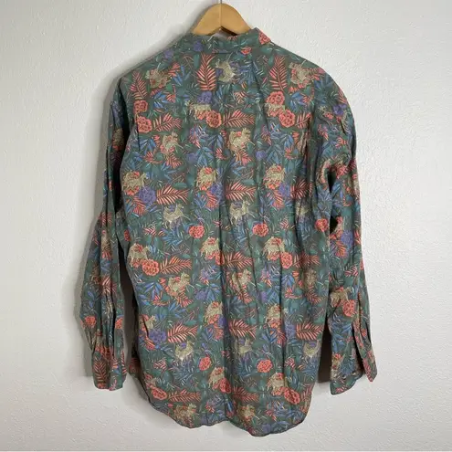Gap Vintage  Jungle Tropical Zebra Leaf Button Down Shirt Size Large