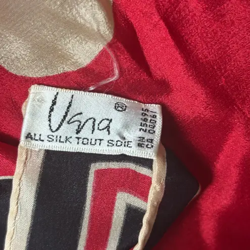 Uena Vintage Silk 80s Scarf Black Multicolor made in japan Red