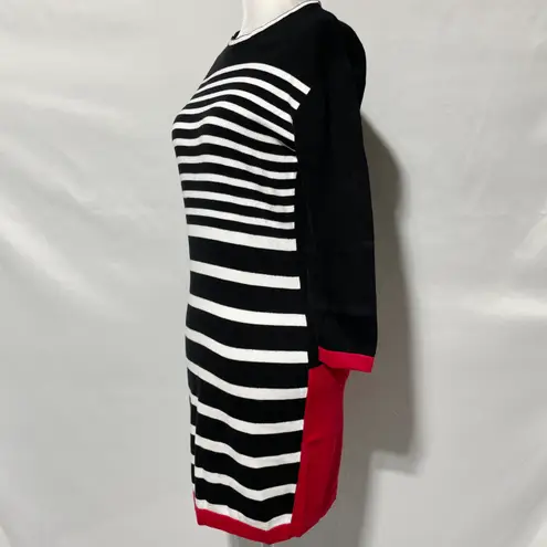 Area Stars New Color Block Stripe Mini Sweater Dress Black White Red Size Small