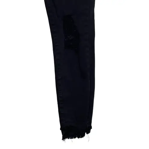 Kancan Women's JeansKC6204BK Gemma Mid Rise Distressed Fringe Hem Black Sz. 7/27