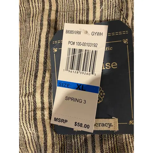 Democracy NWT Shorts XLARGE High Rise Striped Woven Pull On Spring Elastic Waist