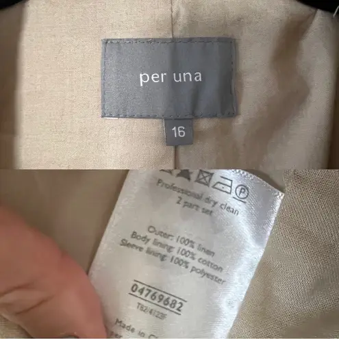 MARKS & SPENCER PER UNA 100% Linen Belted Trench Coat Beige Large Size 12