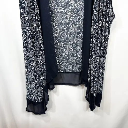 Catherines Plus Size 5X Shrug Navy Blue White Paisley Mesh Duster 1795