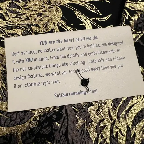 Soft Surroundings Moonstruck Pants Metallic Gold Floral Mini-Boot Full Length XS