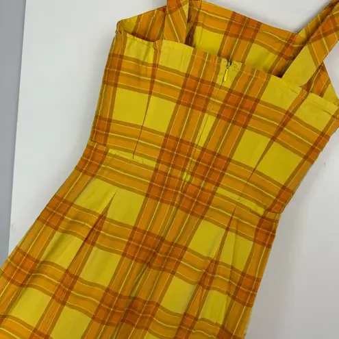 Y2K Plaid Sundress Sz XS Yellow Orange Preppy Clueless