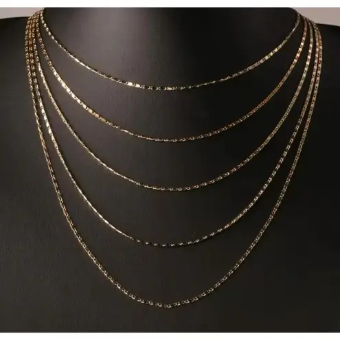 Boutique 18k Yellow Gold Filled Flat Mariner Chain Necklace, 20”