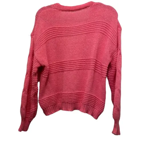 Boutique Pink Strawberry Knit Button-up Cardigan