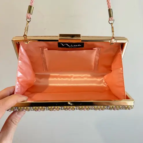 Nina New York Beaded Clutch Evening Bag Pink Yellow Y2K