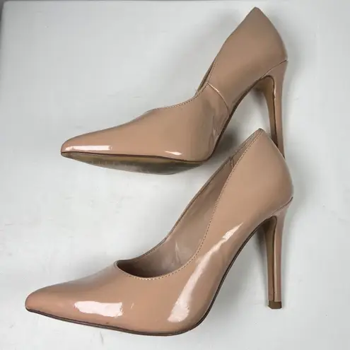Michael Shannon MICHAEL by Beige Patent Leather Pointed Toe Stiletto Heels