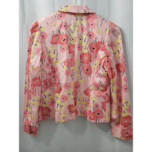 Apostrophe Vintage Womens Blazer Pink Floral Stretch One Button Career Size 8