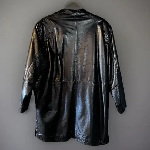 Vericci Leather Jacket Black Swing Coat Side Pockets Lined Lg Unused Supple Lux