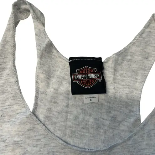 Harley Davidson Women’s Size S Muscle Tank Top Light Gray Wisconsin HD Biker Orange