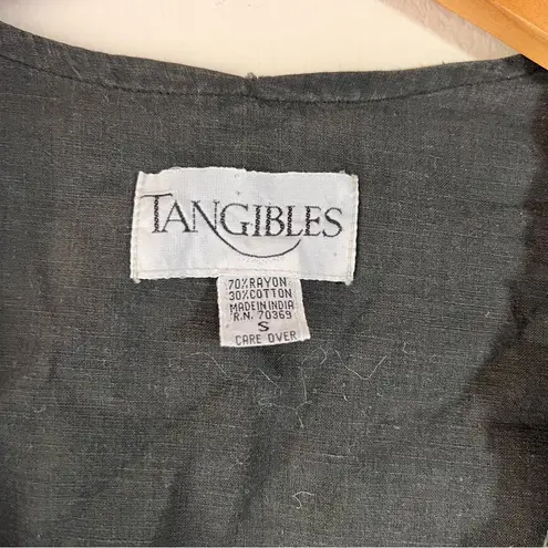 Vintage tangibles PATCHWORK vest western boho crochet tapestry women SIZE SMALL Black