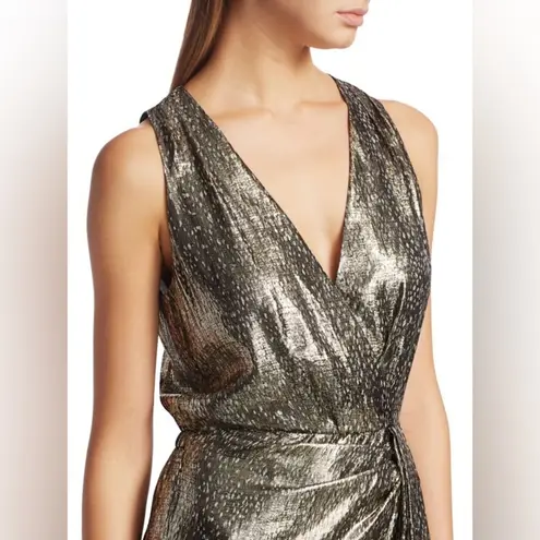 Ramy Brook Sleeveless Silk Gold Metallic Mini Dress