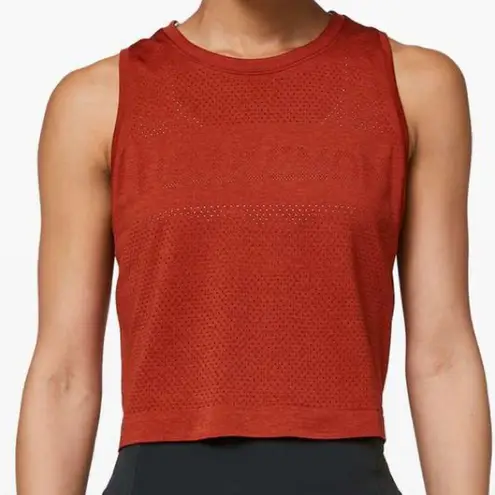  Breeze By Muscle Crop Tank W1BCHS lululemon color Cayenne Size 4 - Image 1