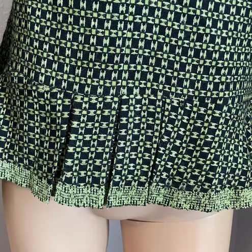 Yarns & Stitches Lime Green and Black Basket Weave Rattan Pattern Blazer Size 8