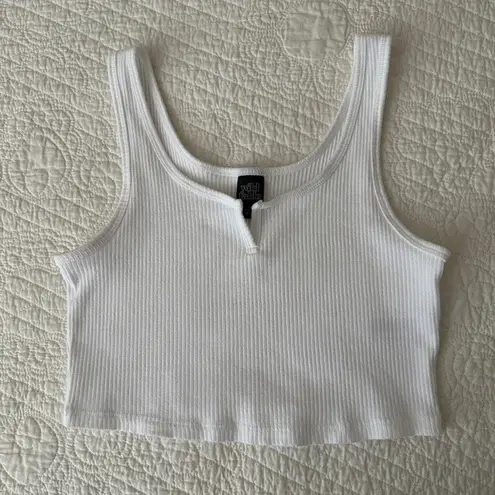 Wild Fable White Split Neck Super Cropped Tank Top M