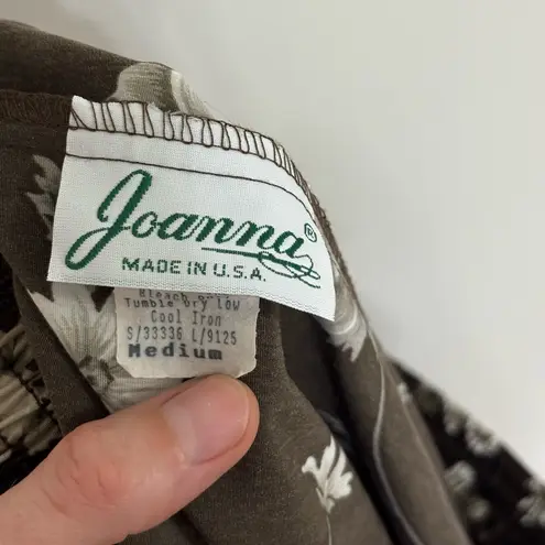 Vintage Joanna Made in USA Chocolate Brown 90s Floral Midi Skirt