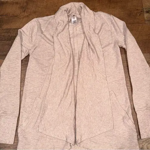 Active Life Elegant Cream Open-Front Midweight Sweater w/ Pockets & Thumb Holes