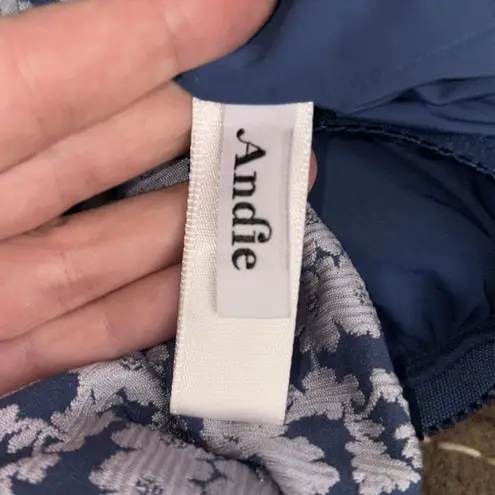 ANDIE Baja Halter Swim dress + Bikini Bottom Denim Floral Blue sz Small NWOT