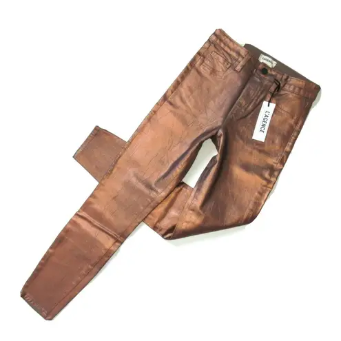 L'Agence NWT Margot in Pine Bark Bronze Foil Crackle High Rise Skinny Jeans 26