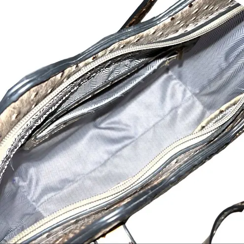 Isabella vegan leather ostrich satchel! Taupe in color with unique design! Tan