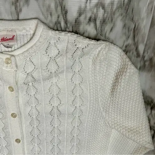 Cottagecore Coastal Grandma Womens Sz L White Button Up Cardigan Vintage Staple Size L