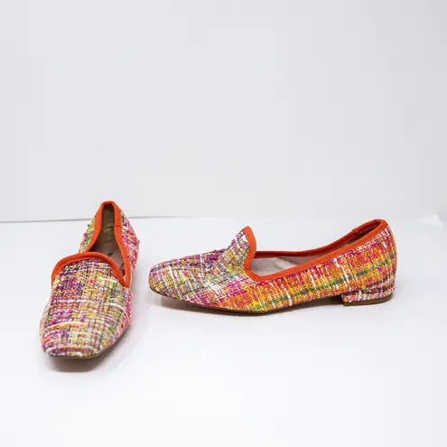 NEW Michele Lopriore Elyse Pointy Loafer Multicolor Orange Melange Flat Shoes 8