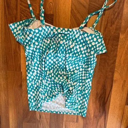 Catalina Teal and White Polka Dot Swim Tankini NWOT