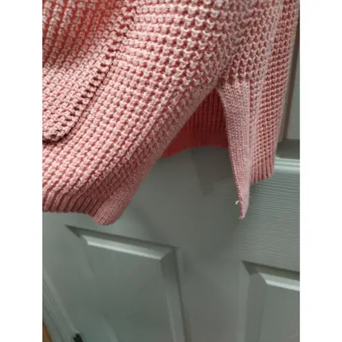 Vermont Country Store Size Medium Cotton Knit Pink Open Front Cozy Cardigan