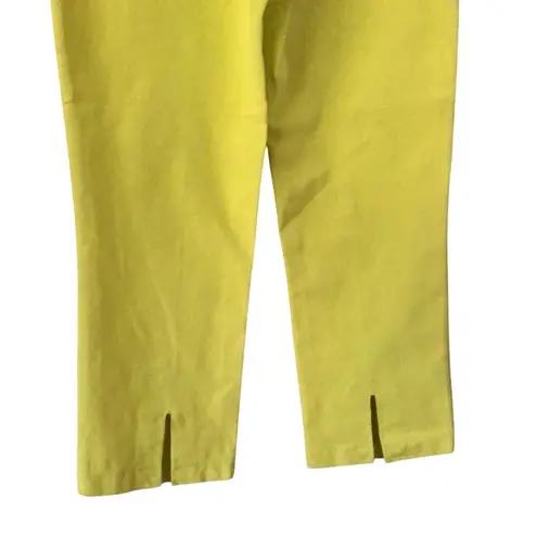 Cambio Mary Modern Classics Denim Pant 4/6 S Chartreuse Back Slit Capri $165 NWT Green