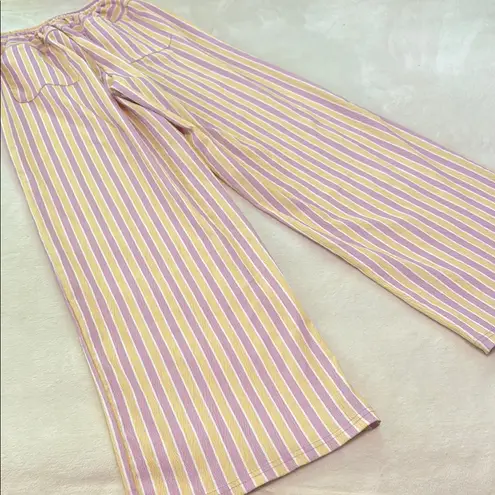 Boutique Striped Lavender and Yellow Wide Leg Lounge Pants